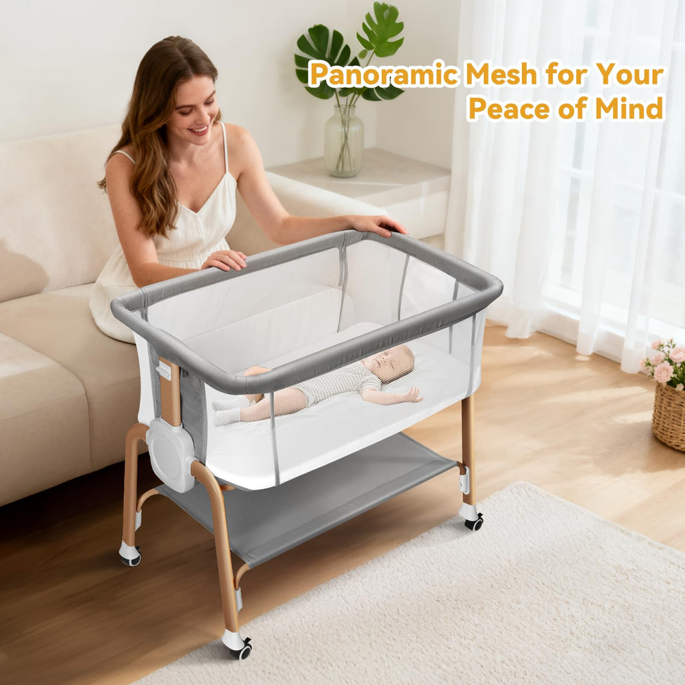 Babehop bedside attachment keeps baby close for convenient feeding