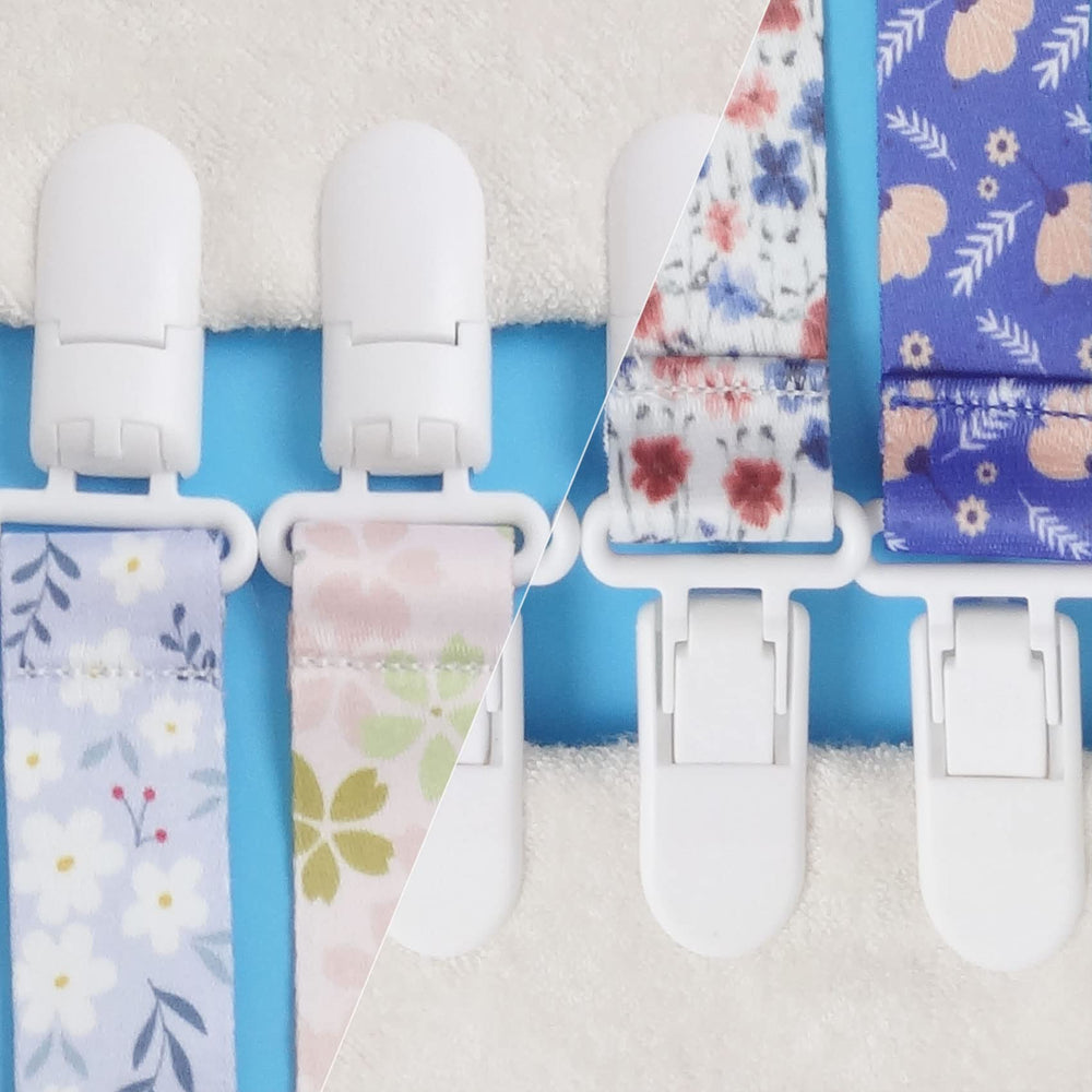Babeine Floral Pacifier Clip pattern 5 easy-to-clean fabric supports hygiene.