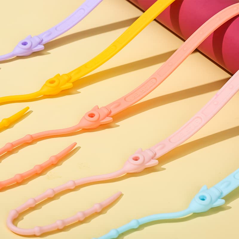 Orange Babeine straps provide colorful organization for travel and feeding.