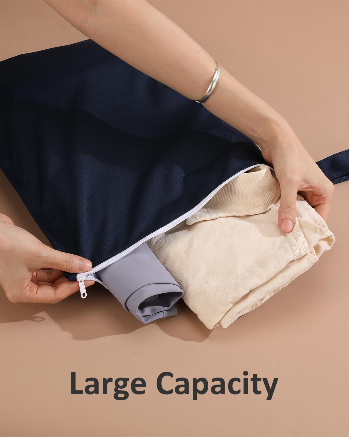 babeine Wet Dry Bag 2Pack folded compactly fits in any bag.