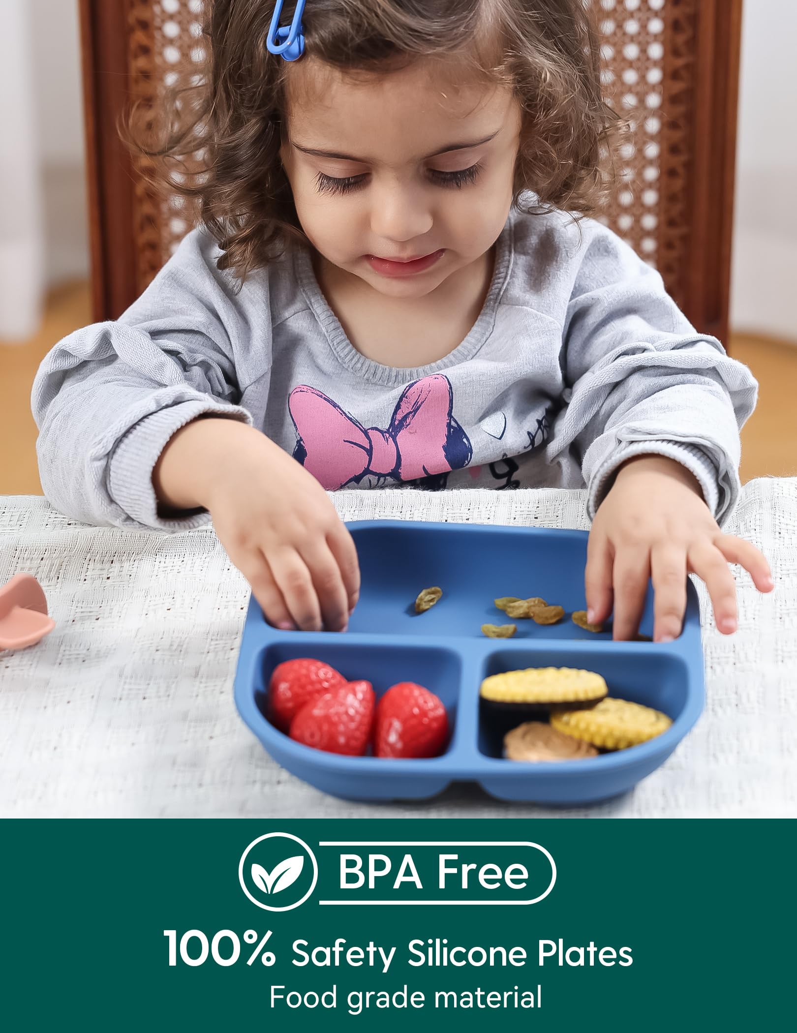 BABELIO 100% food-grade silicone plate offers safe, durable feeding