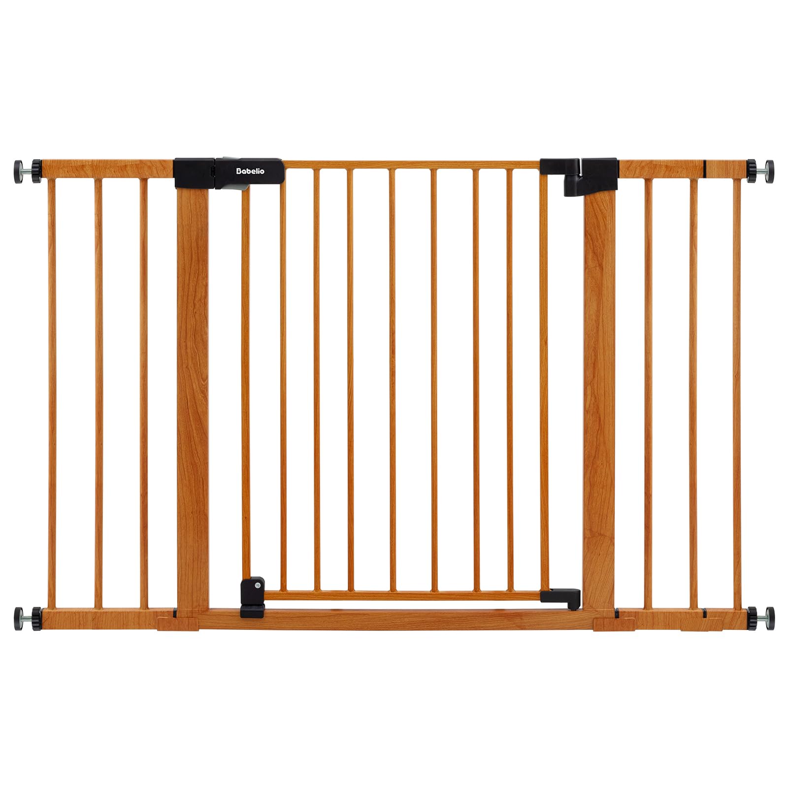 BABELIO 29-48 inch metal gate with brown wood pattern fits wide doorways