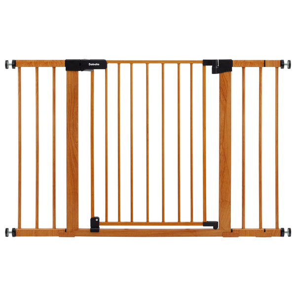 BABELIO 29-48 inch metal gate with brown wood pattern fits wide doorways