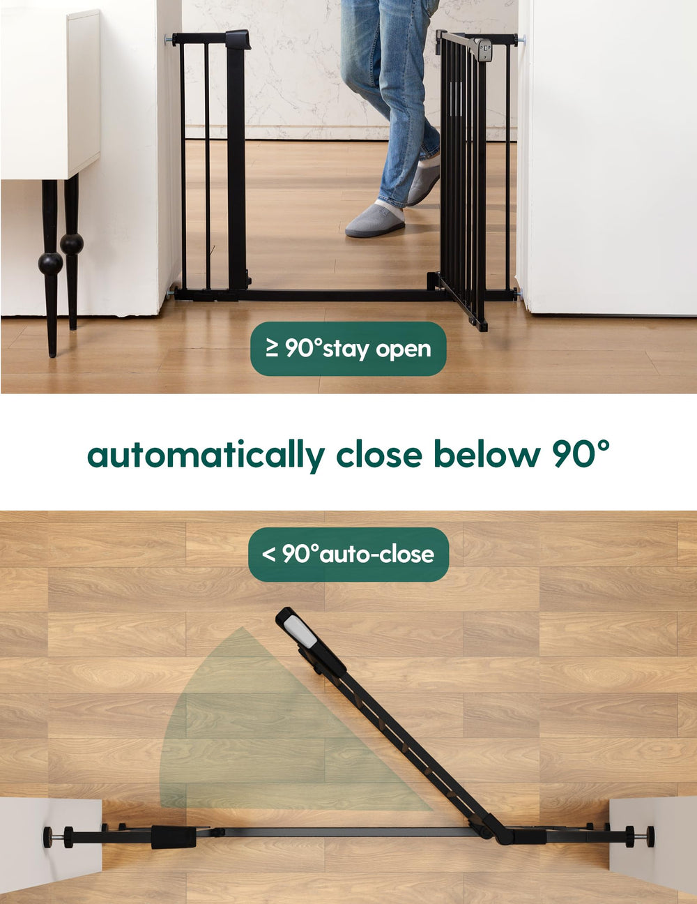 BABELIO 30-inch tall gate offers height suitable for toddlers and medium pets.