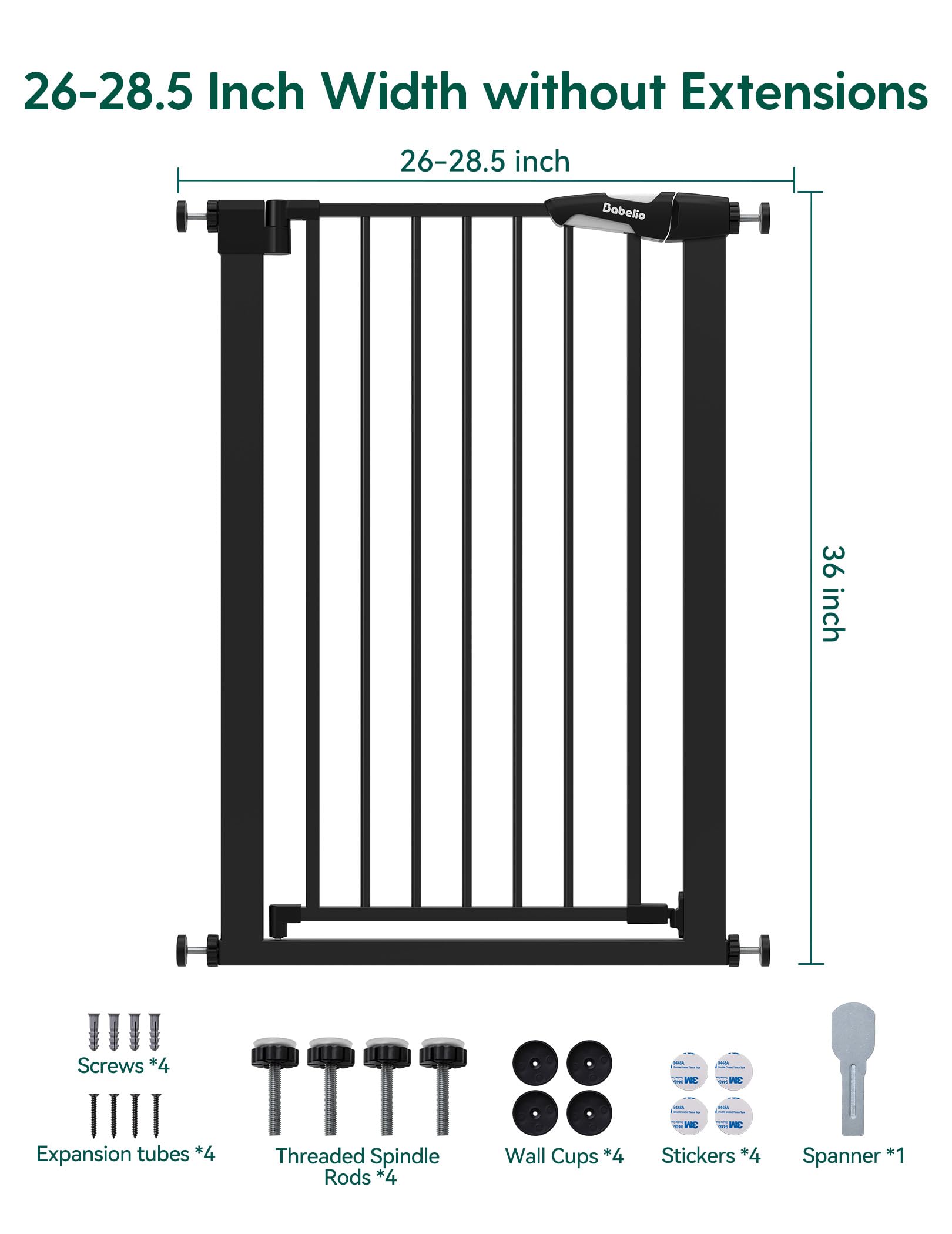BABELIO 36-inch gate shown blocking pet access to restricted area.