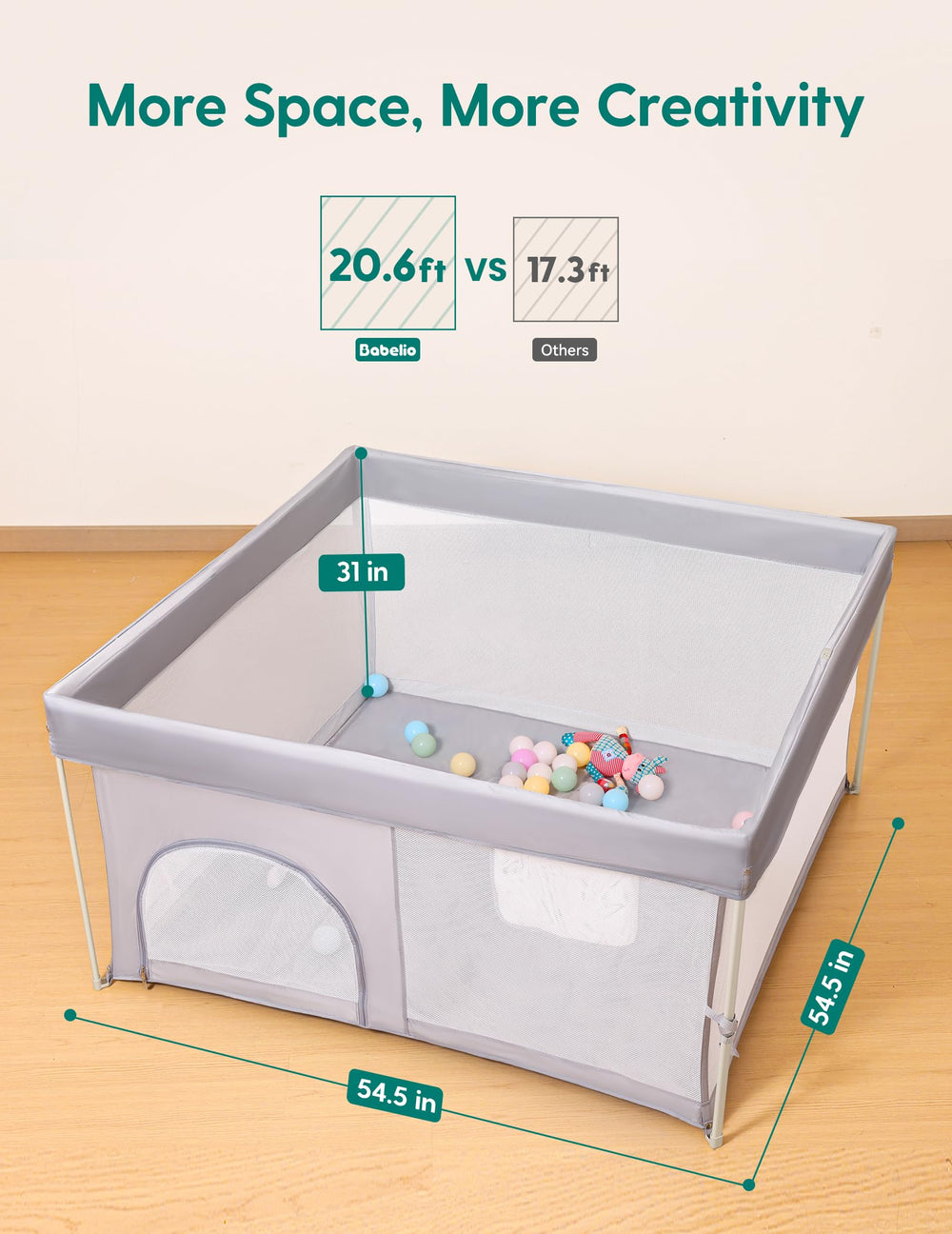 BABELIO 360 degree vision mesh sides keep baby visible.