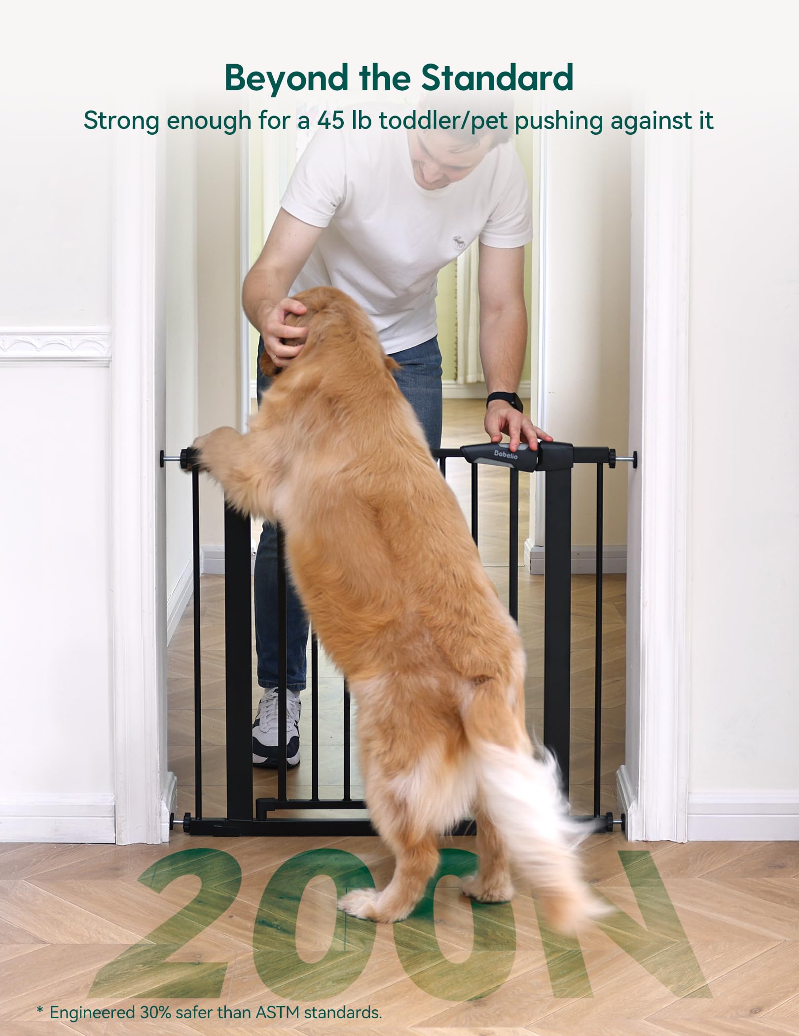 BABELIO adjustable-width feature shown, fits 29-48 inches for flexible spaces.