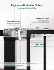 BABELIO walk-through door pictured, lets adults pass with one hand.