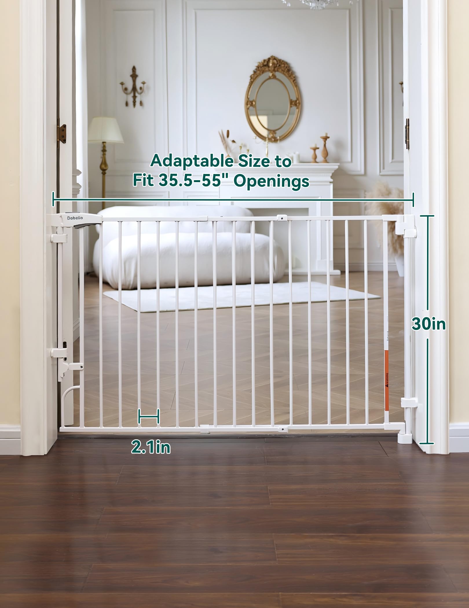 BABELIO 35.5-55 inch adjustable width fits many openings with secure hardware.