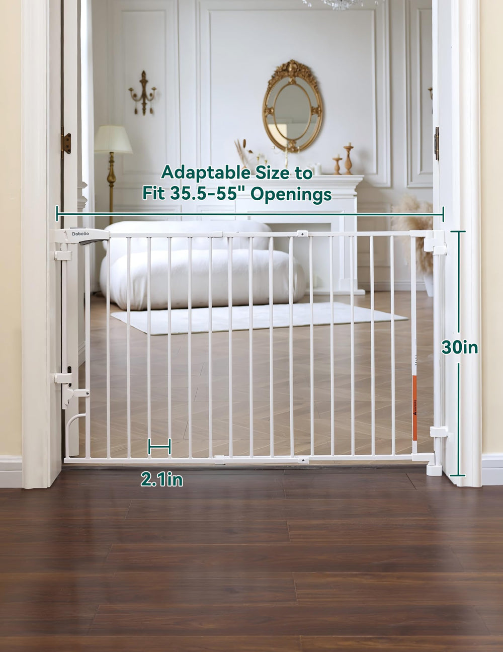 BABELIO 35.5-55 inch adjustable width fits many openings with secure hardware.