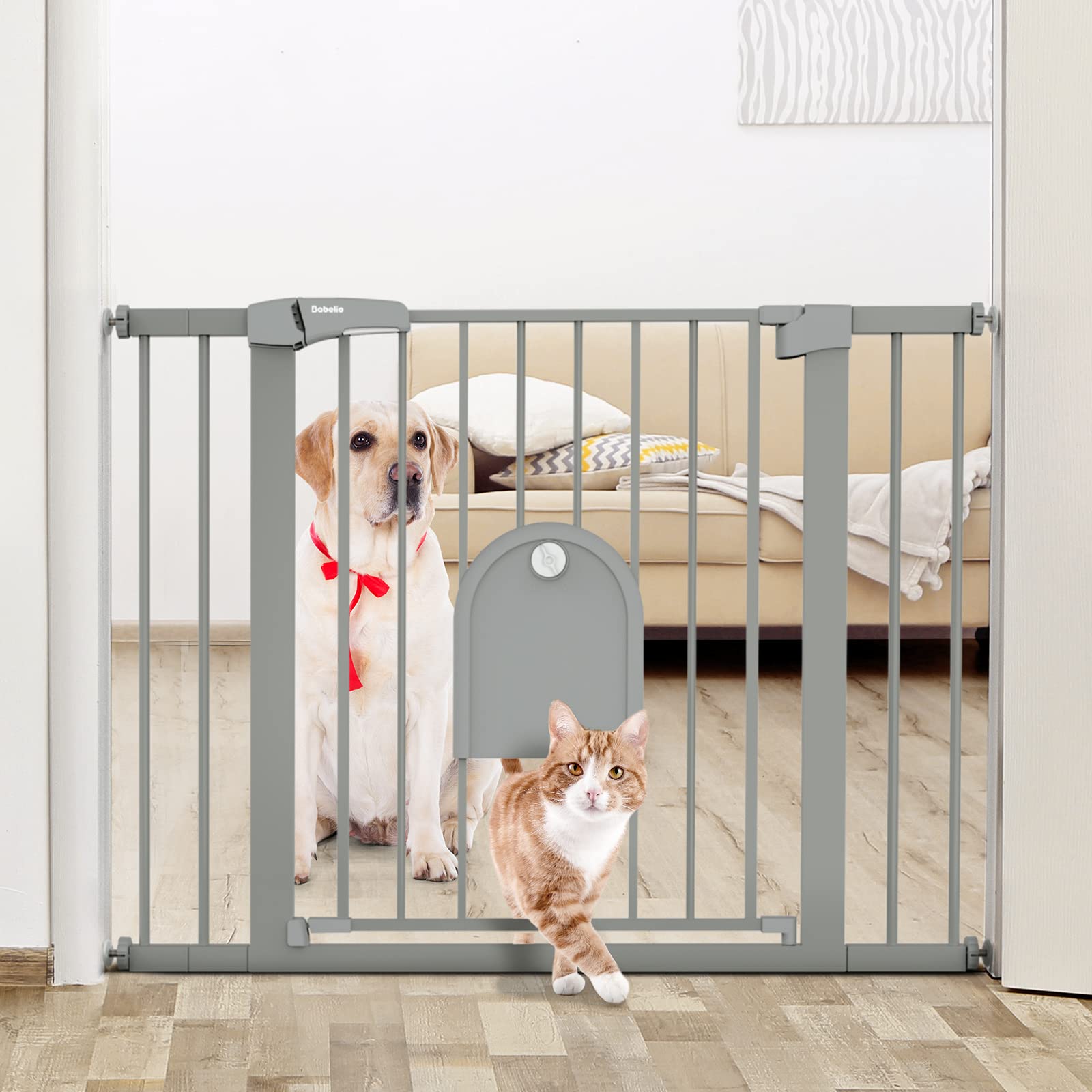 BABELIO Auto Close Baby Gate with adjustable width for doorways and stairs