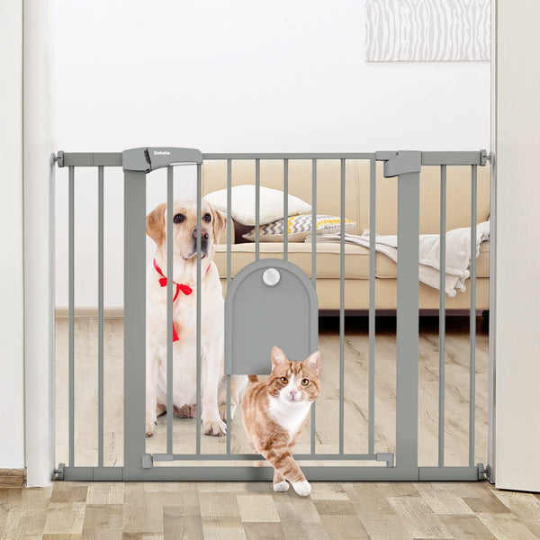 BABELIO Auto Close Baby Gate with adjustable width for doorways and stairs