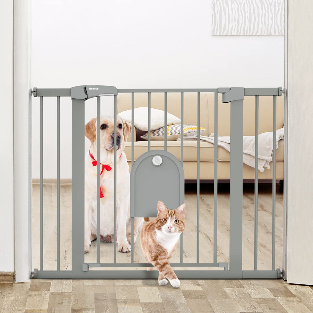 BABELIO Auto Close Baby Gate with adjustable width for doorways and stairs