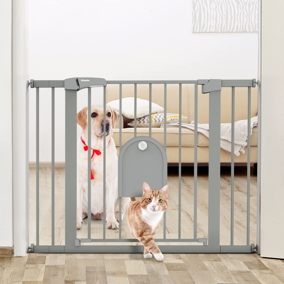 BABELIO Auto Close Baby Gate with adjustable width for doorways and stairs