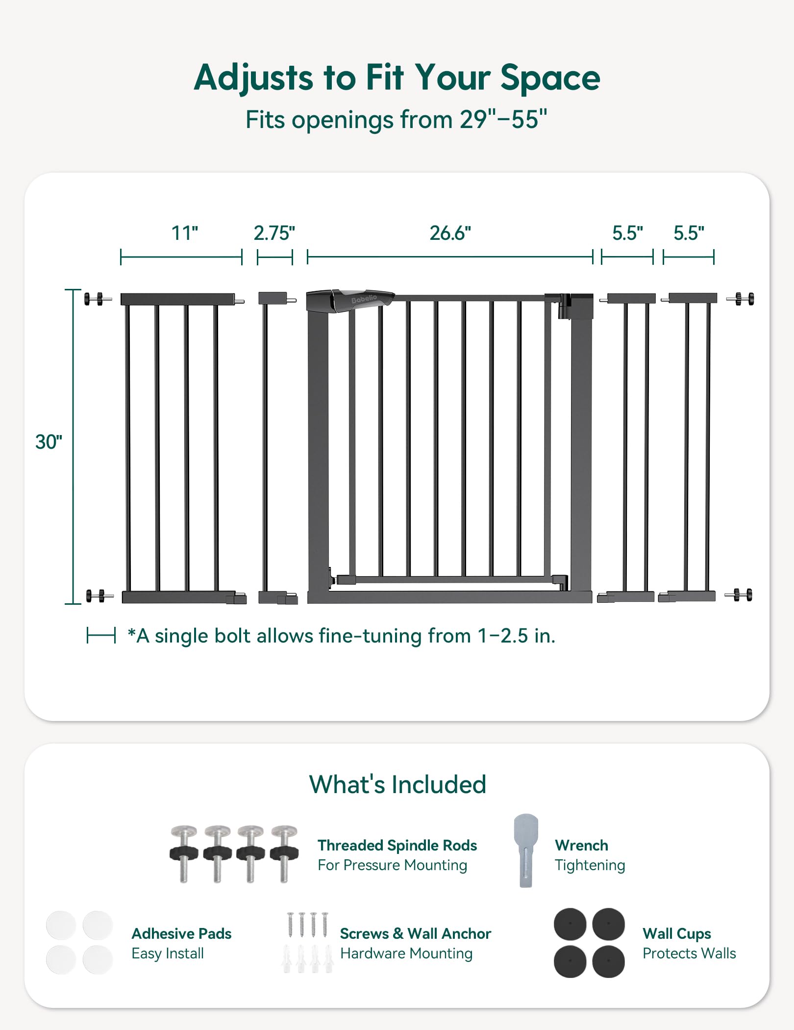 BABELIO auto-close with double-lock is shown on the gate.