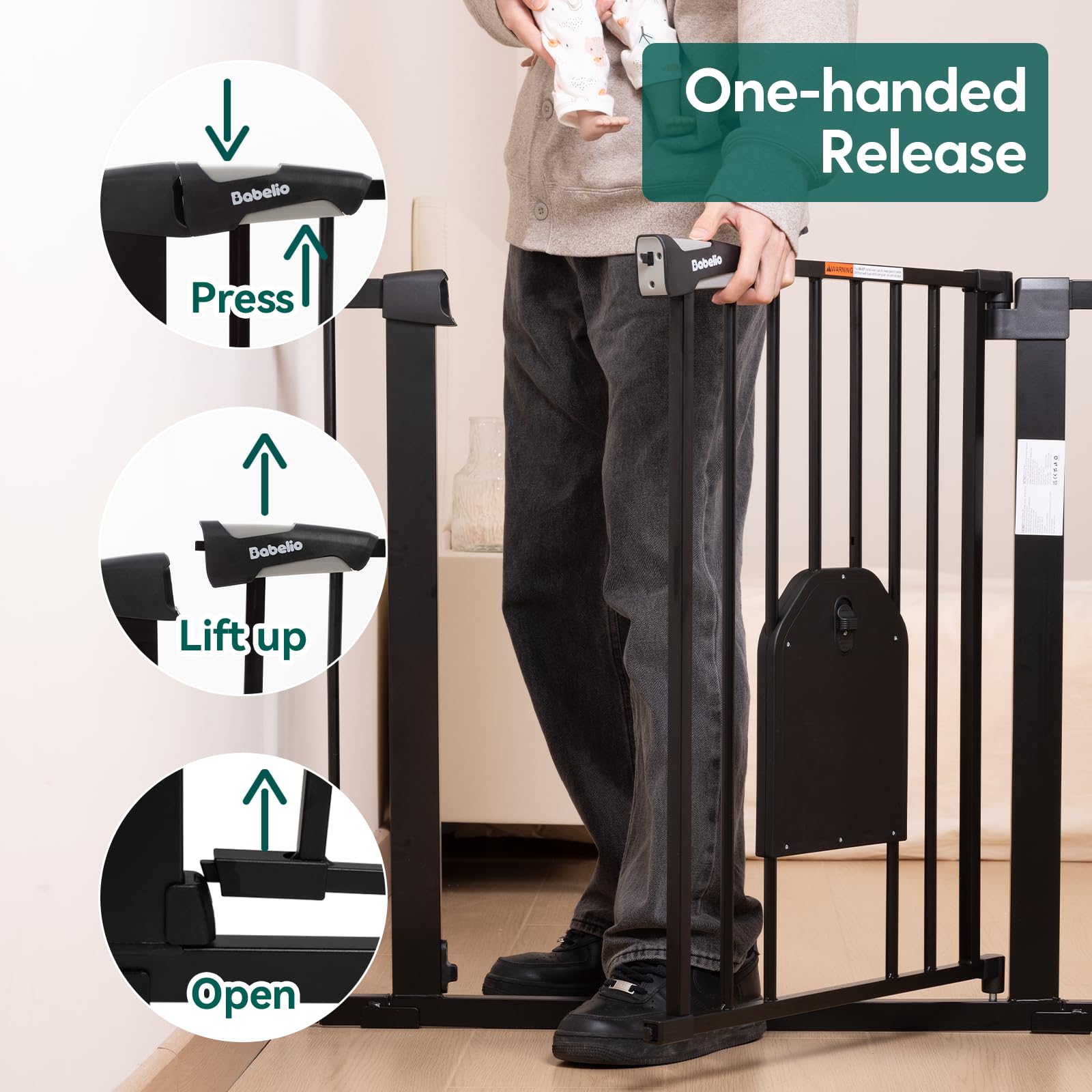 BABELIO auto-close feature provides secure, hands-free closing when you walk through.