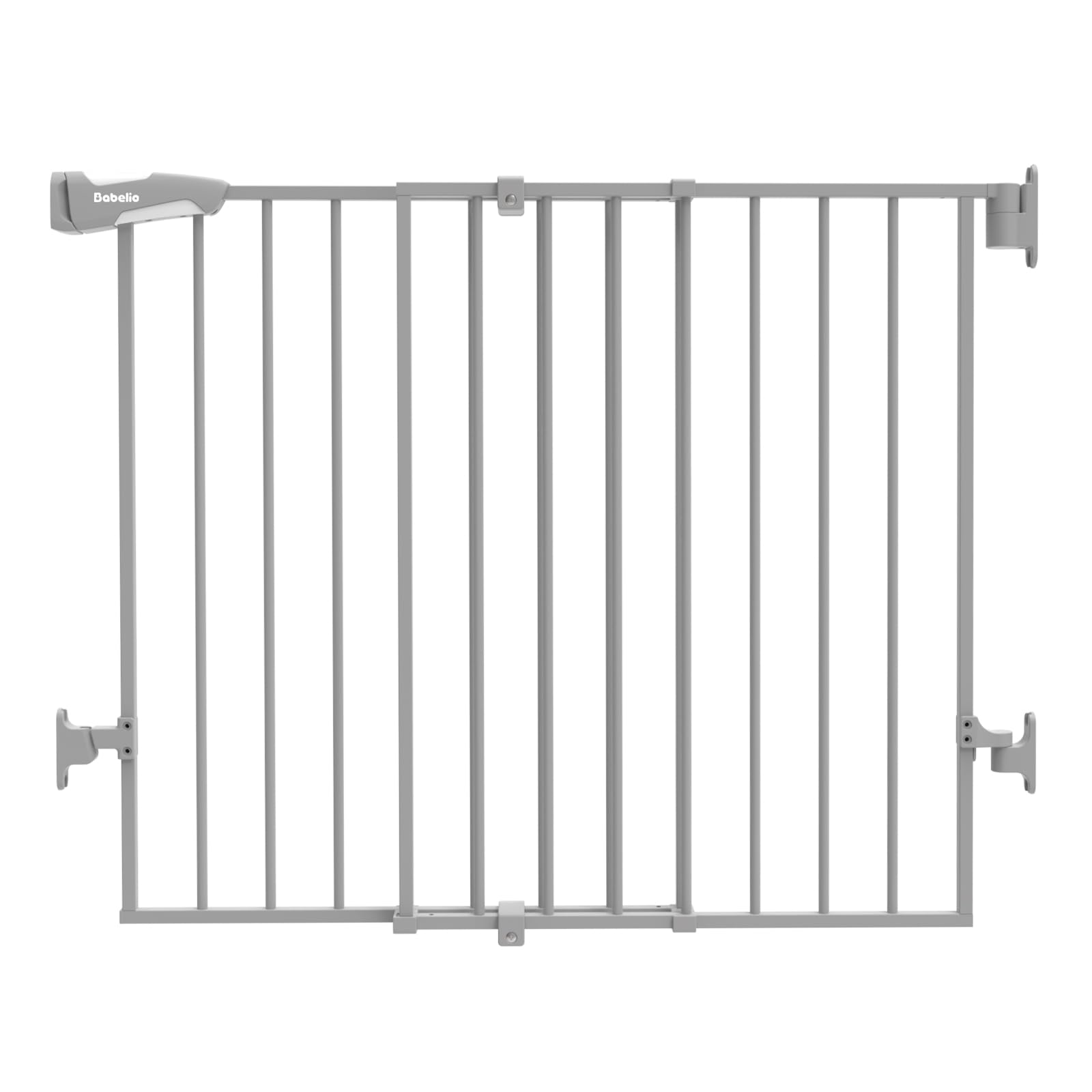 BABELIO baby gate on stairs, closed, extra tall barrier for toddlers.