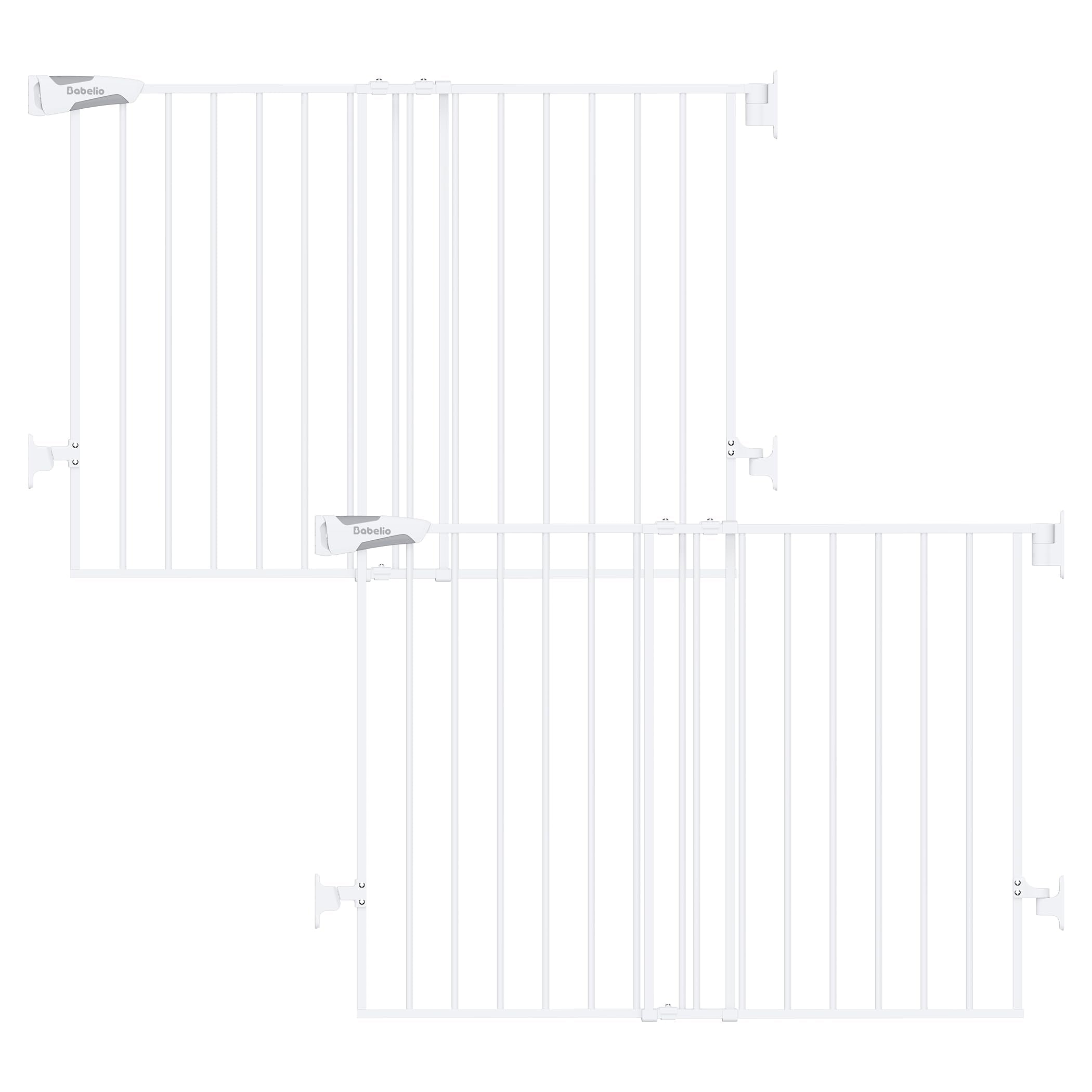 Babelio Baby Gate assembled for stairs and doorways, adjustable width for flexible safety.