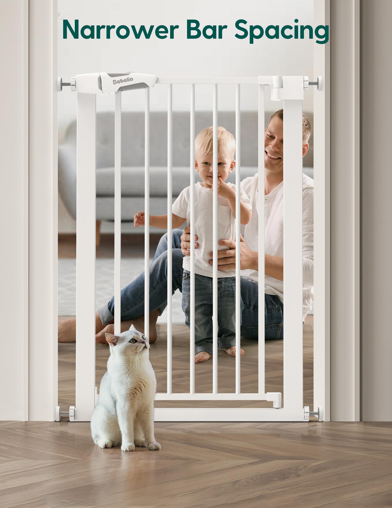 BABELIO autoclose gate gently closes behind you to reduce wandering.