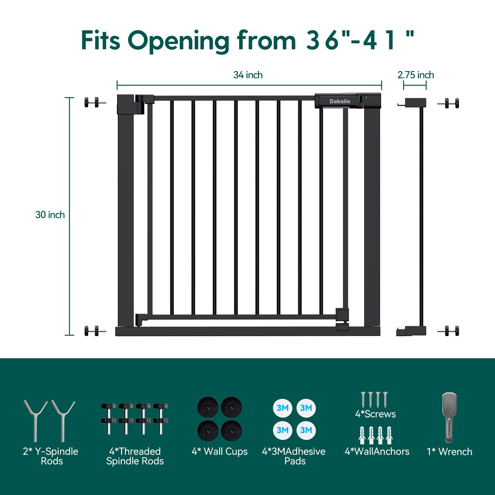 Durable steel construction with a baby-safe finish protects kids and pets.