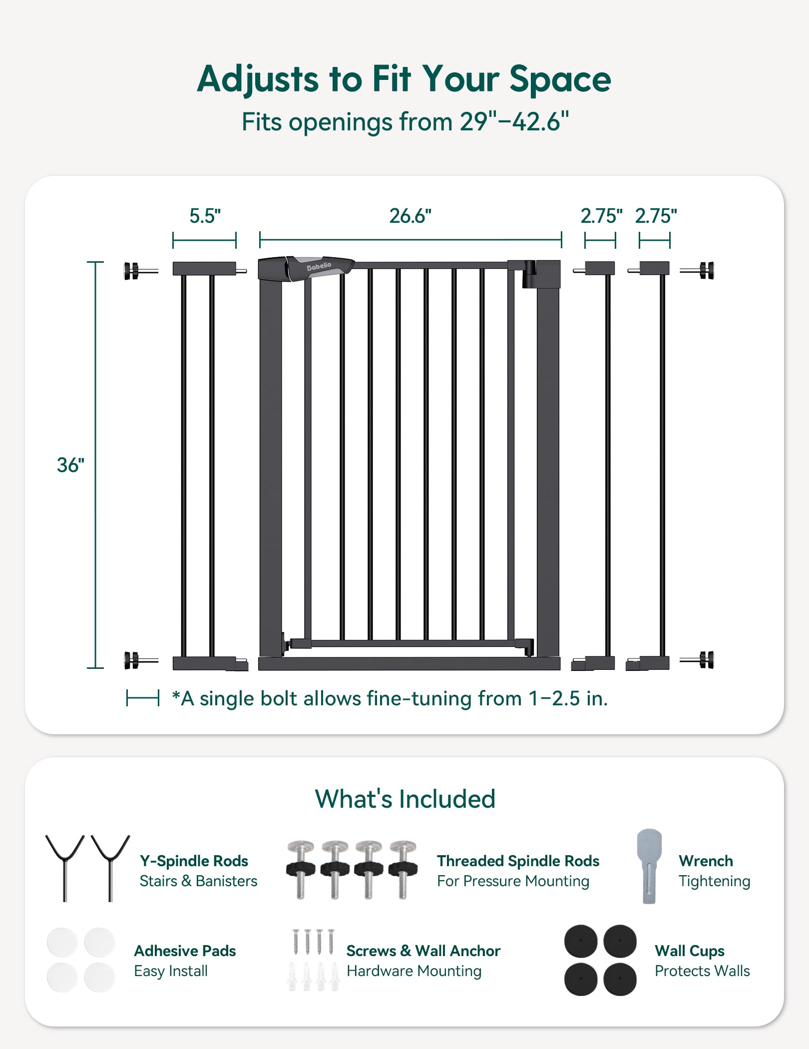 BABELIO includes extension kits for flexible doorway coverage and future needs.