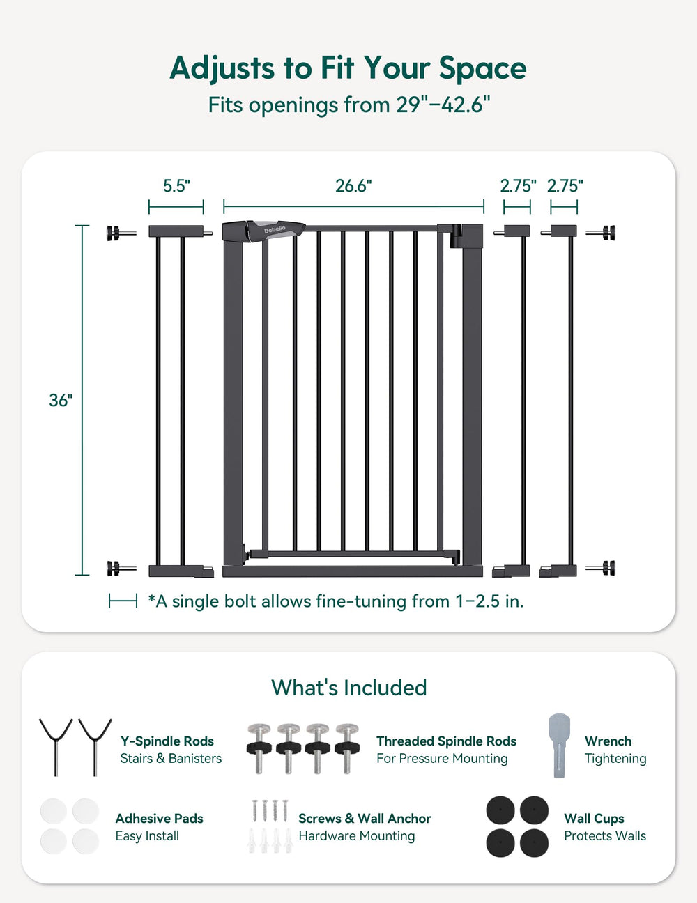 BABELIO includes extension kits for flexible doorway coverage and future needs.