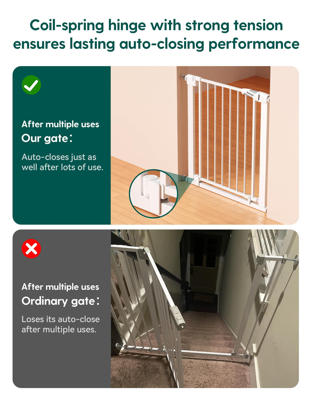 BABELIO gate in hallway highlighting 30 inch height for toddler safety