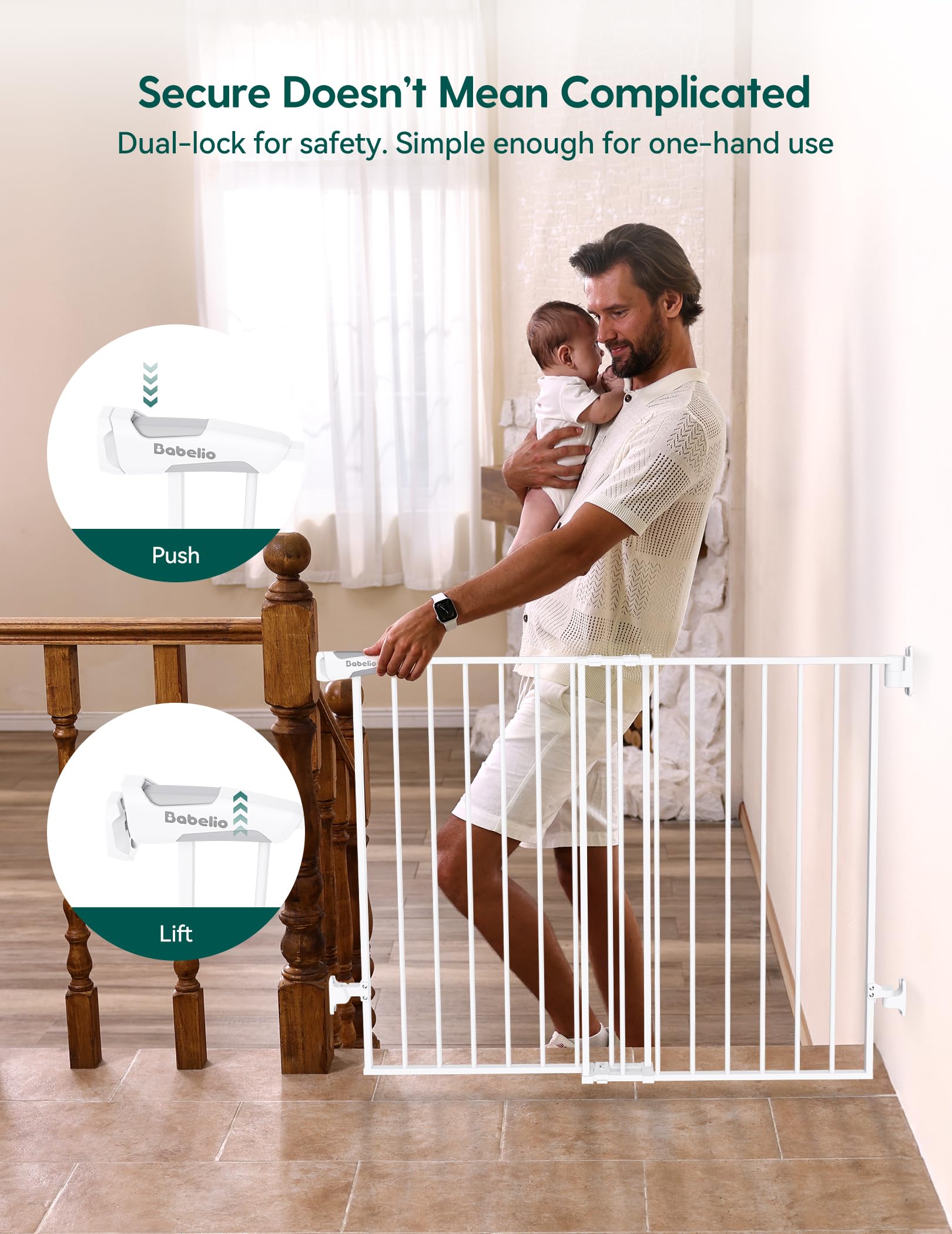 BABELIO one-handed operation makes gate use simple while carrying a child.