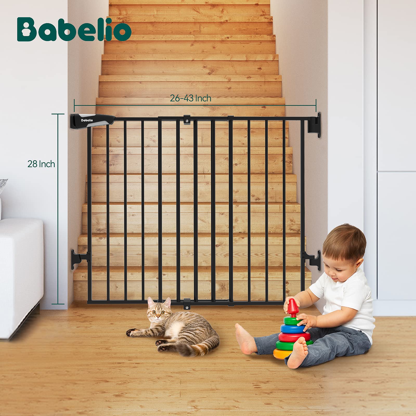 Black Babelio gate blends with home decor while guarding thresholds