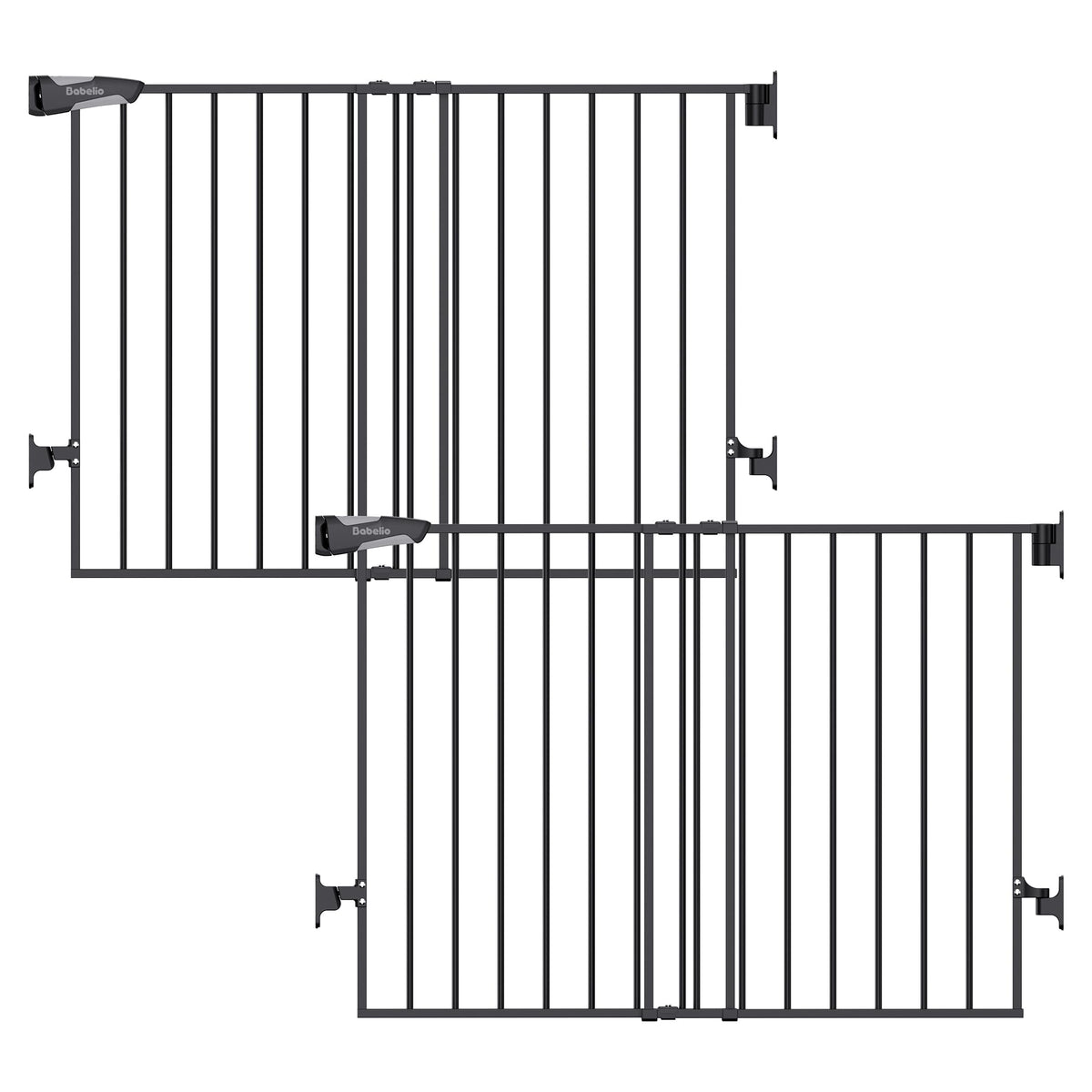 Babelio baby gate on stairs wide opening for safe, easy passage.