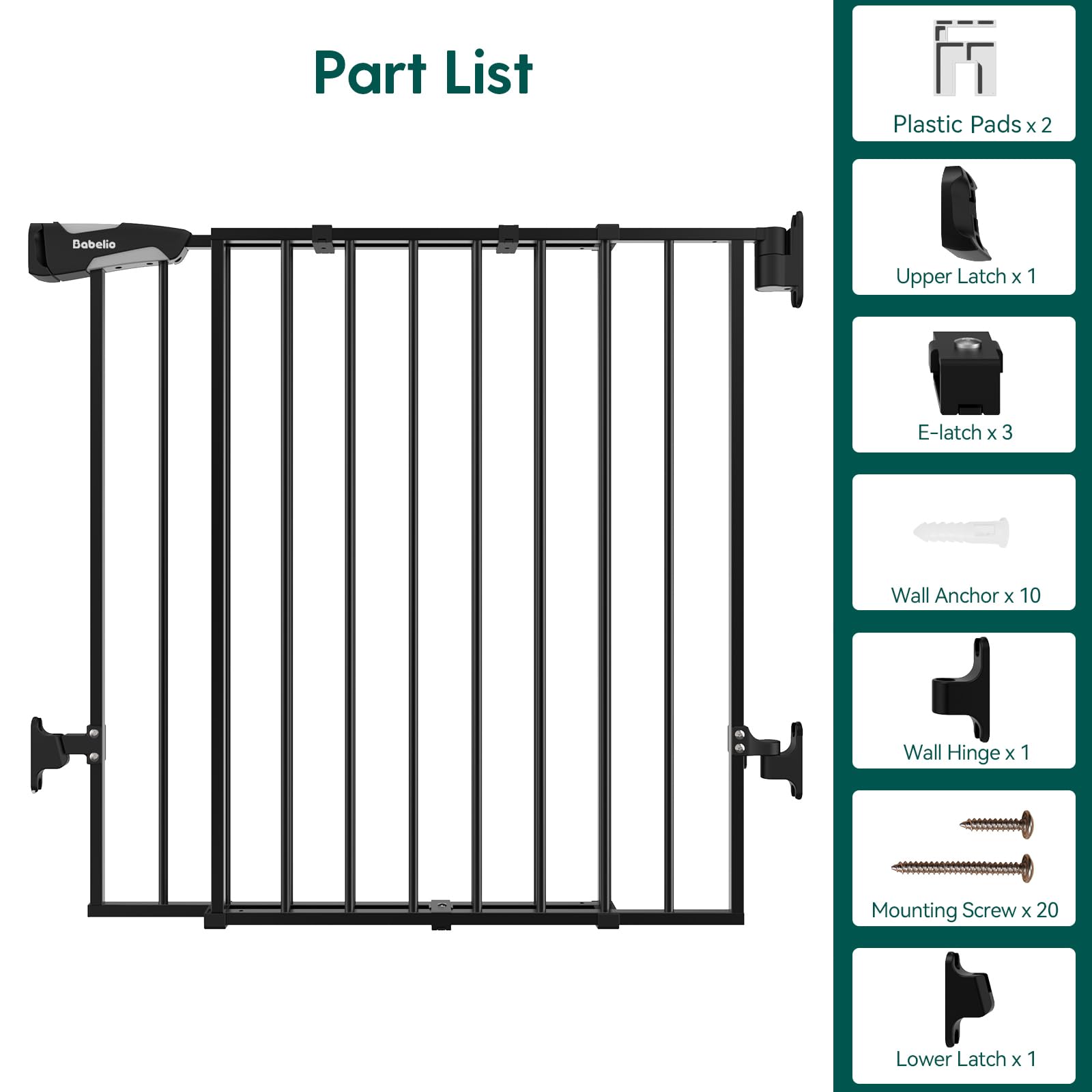 Top-of-stairs safety gate protecting children and pets