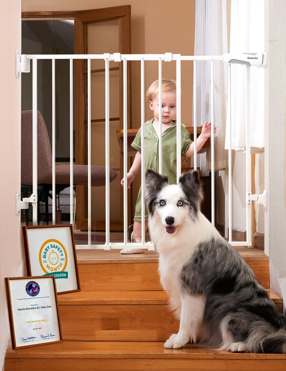 BABELIO Babelio Baby Gate wide walkthrough for easy passage with kids and pets