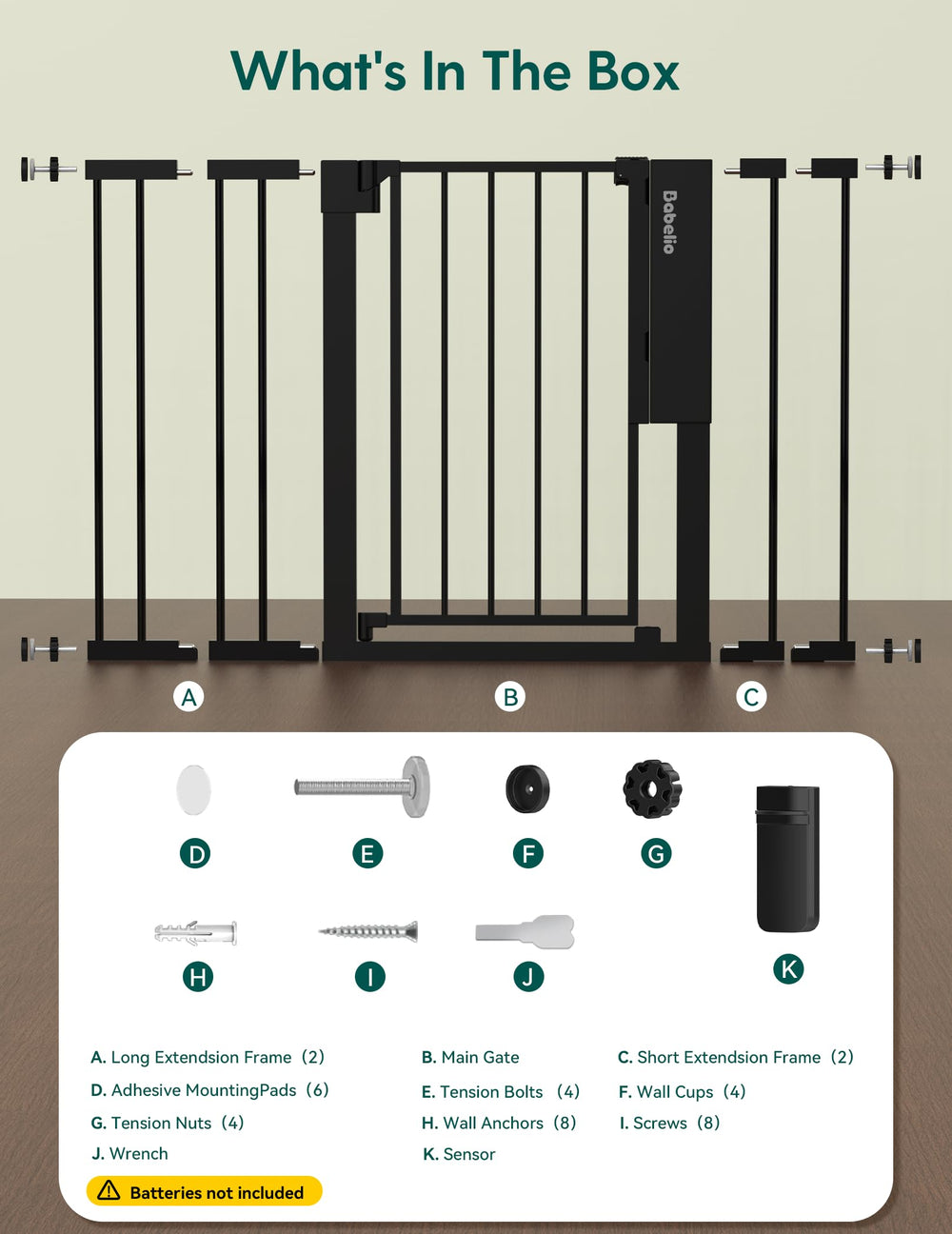 BABELIO black walk-through gate installed in a hallway for busy homes.