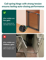 BABELIO bottom baffles prevent gate swing on stairs, reducing accidental contact.