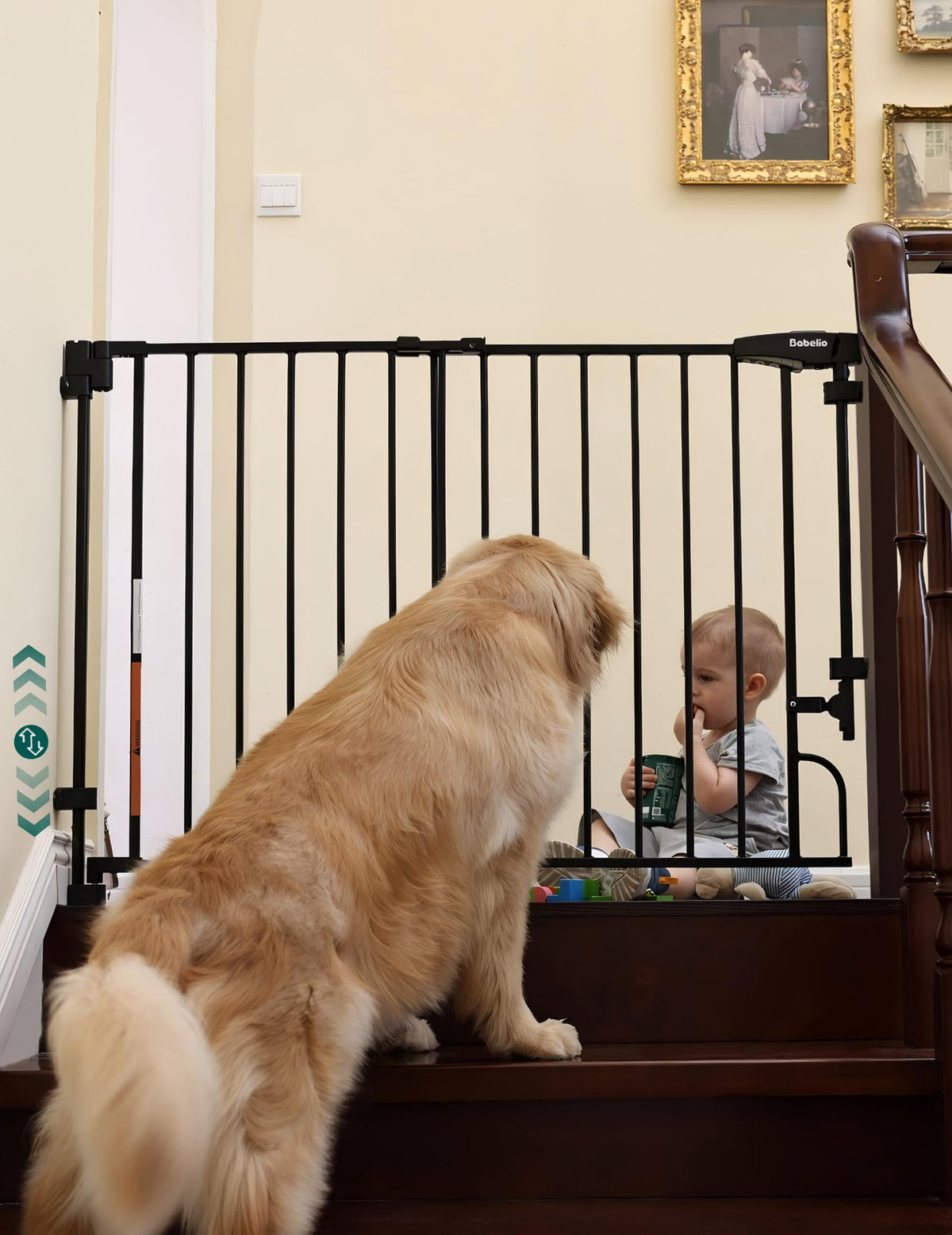 Babelio Boundless Gate stair installation shows hardware mounting for stairs