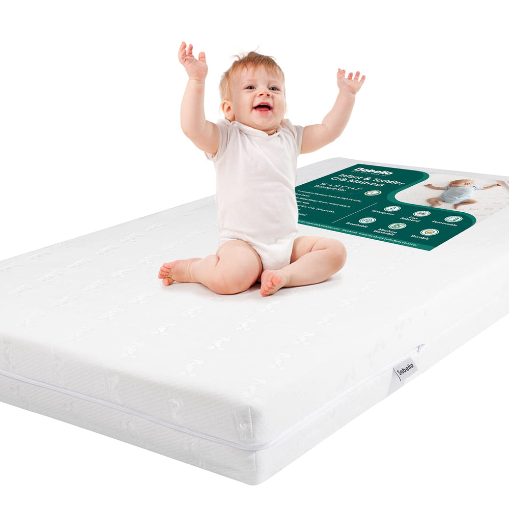 BABELIO breathable crib mattress dual sided supports growth with a firm infant surface