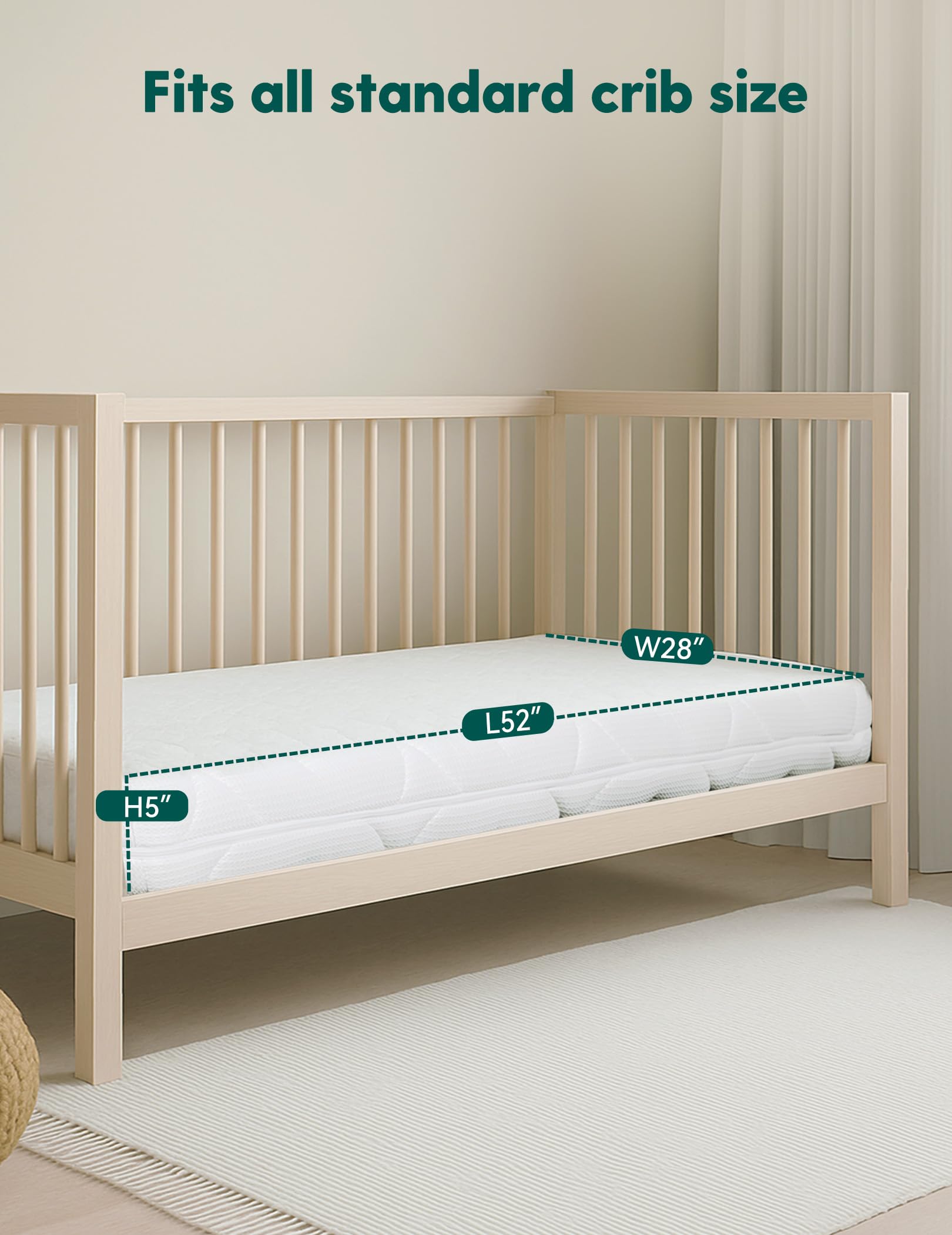 BABELIO glue-free, foam-free design promotes a safe sleep environment