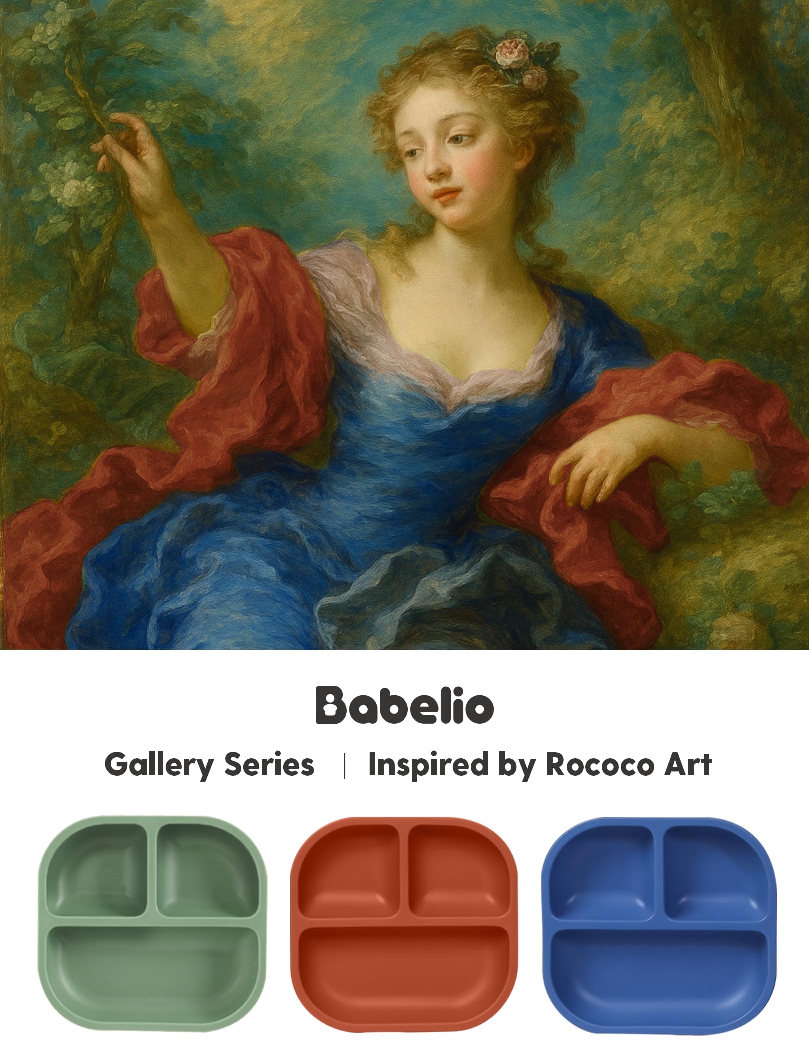 BABELIO divided silicone plate highlights separated sections for easy scooping