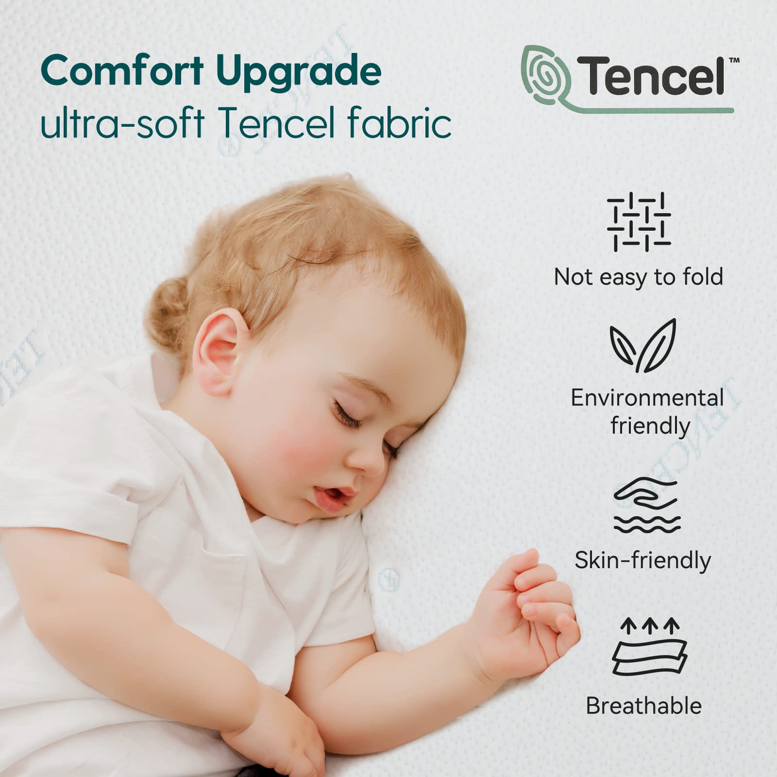 BABELIO dual-sided crib mattress for infants and toddlers offers adaptable support.