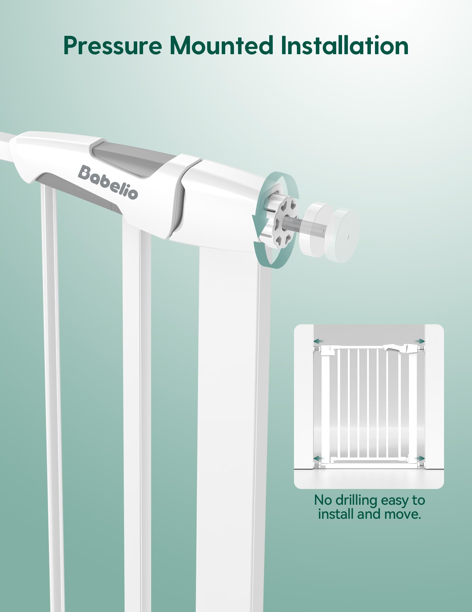 BABELIO easy install pressure mounted gate for quick setup