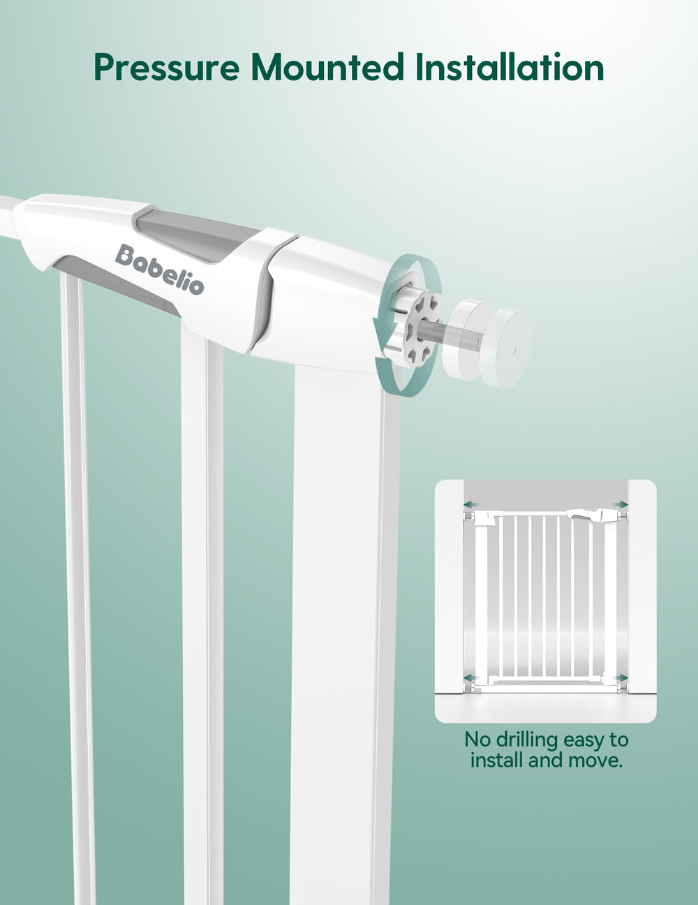 BABELIO easy install pressure mounted gate for quick setup