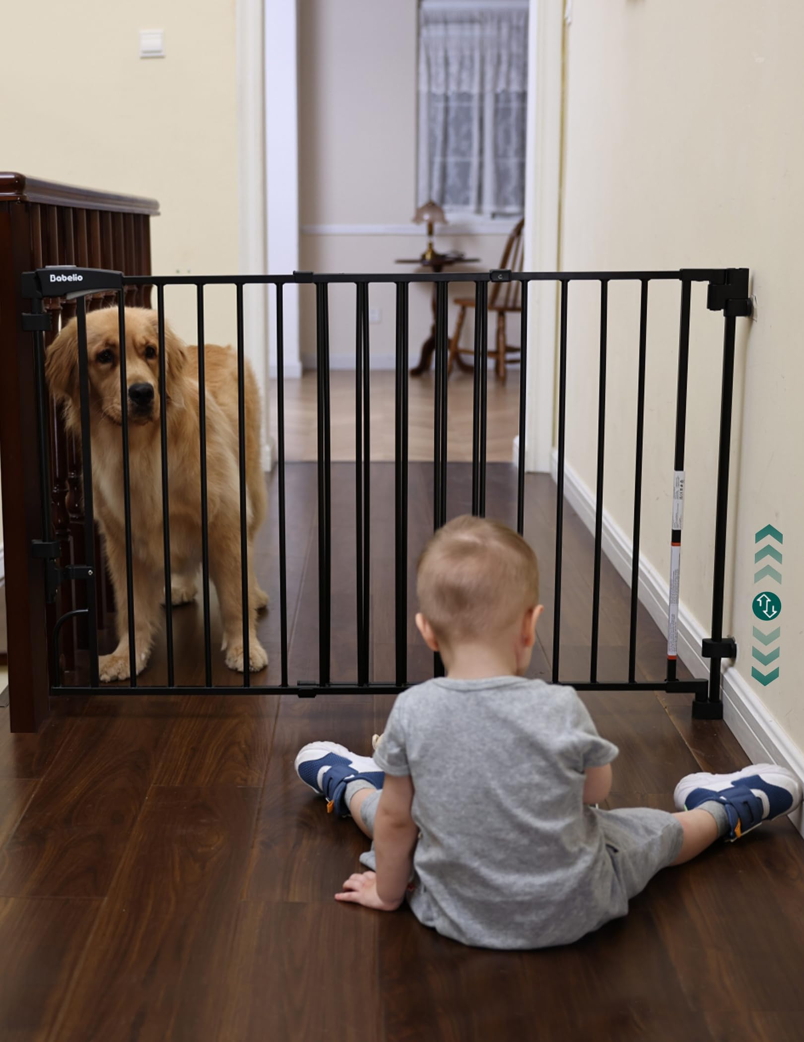 Babelio no bottom bar gate installed on stairs for safe passage