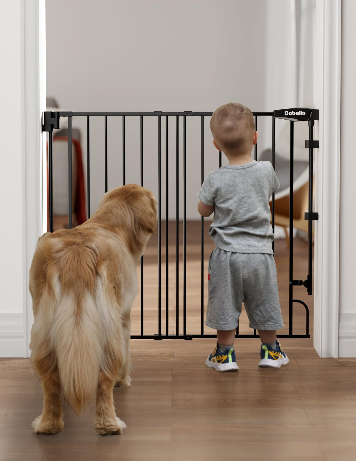 Babelio easy to remove no bottom bar gate in closed frame for stairs