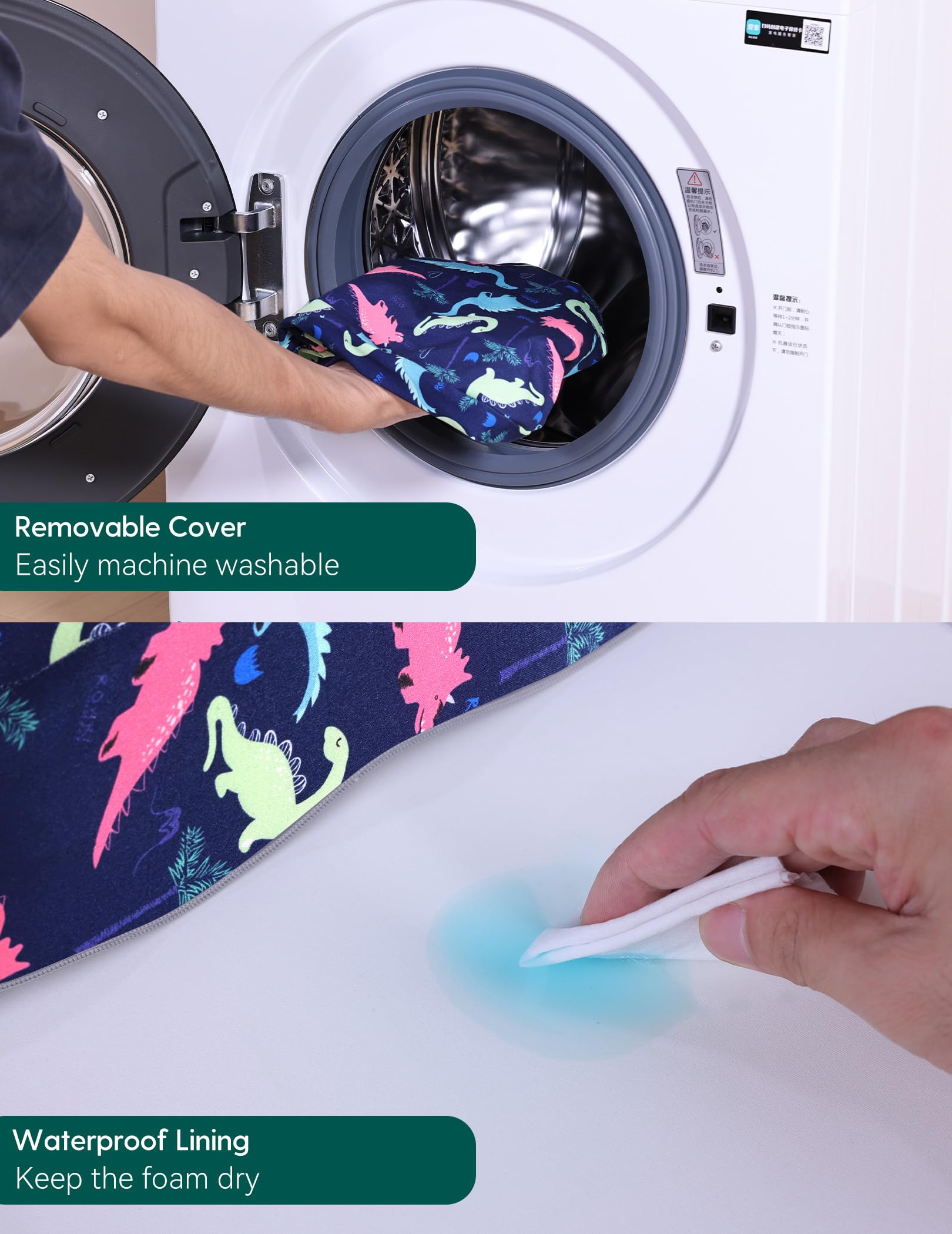 BABELIO removable cover simplifies cleaning after mealtime spills.
