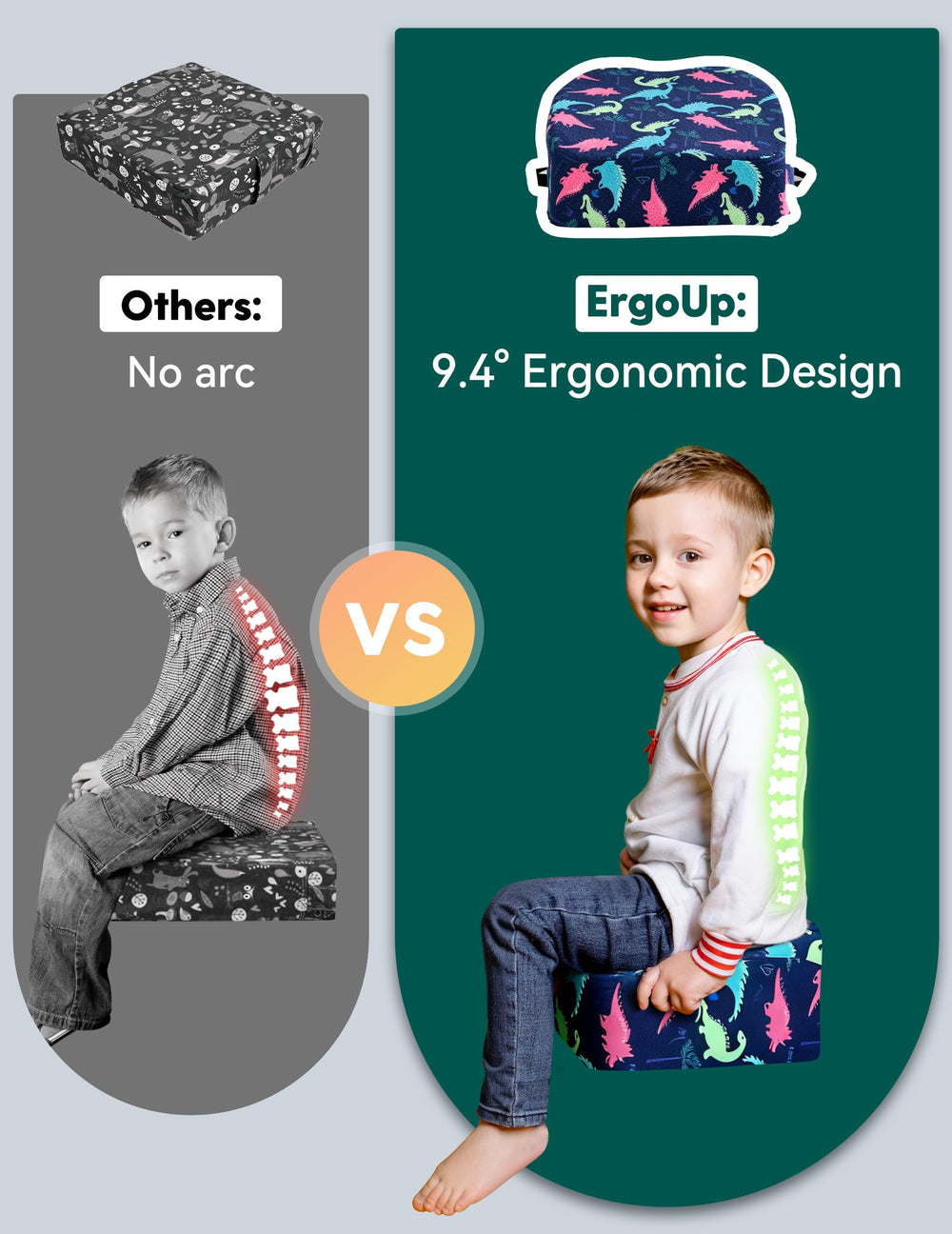 BABELIO booster seat side view highlights height increase for toddler meals.
