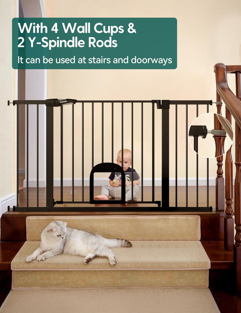 BABELIO three extension pieces expand gate to fit wider spaces.