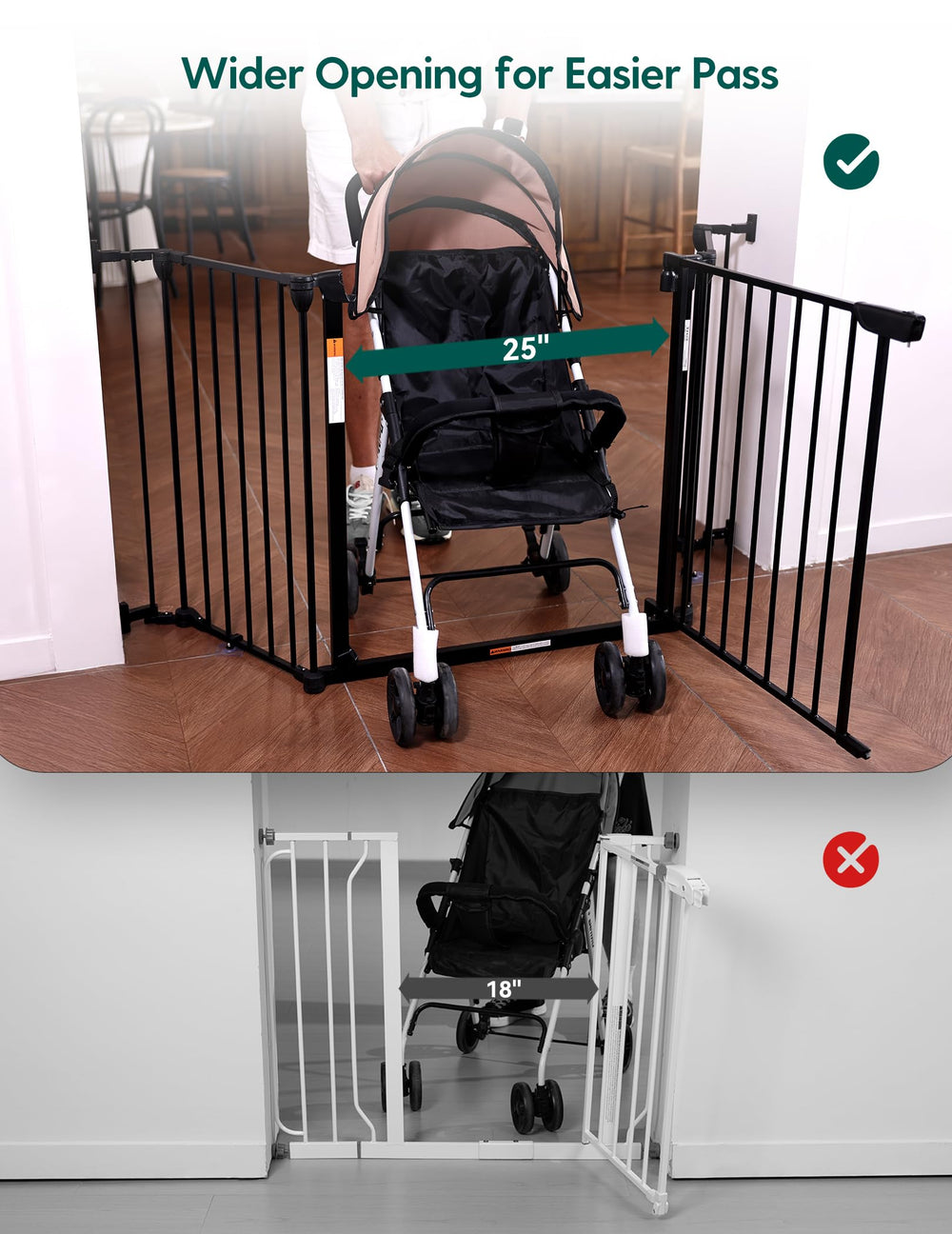BABELIO 102-inch gate stands 30 inches tall for safe passage.