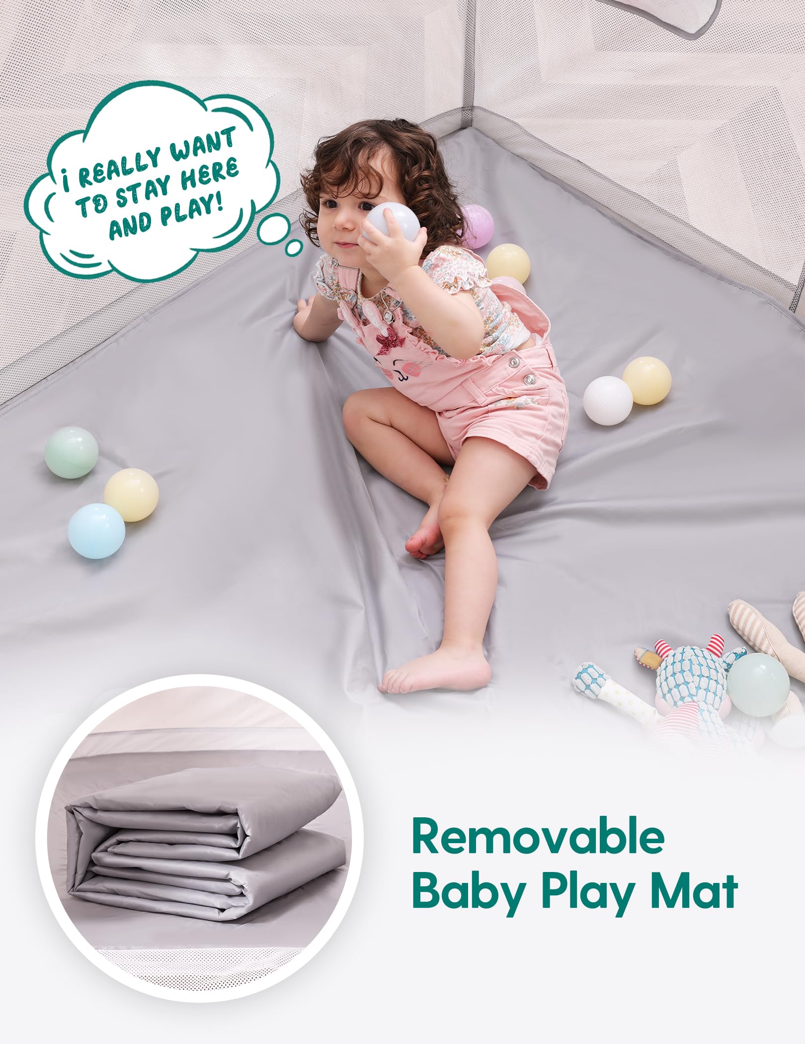 BABELIO foldable baby playpen 360-degree mesh view for easy supervision