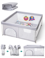 BABELIO foldable playpen with quick setup ideal for travel.
