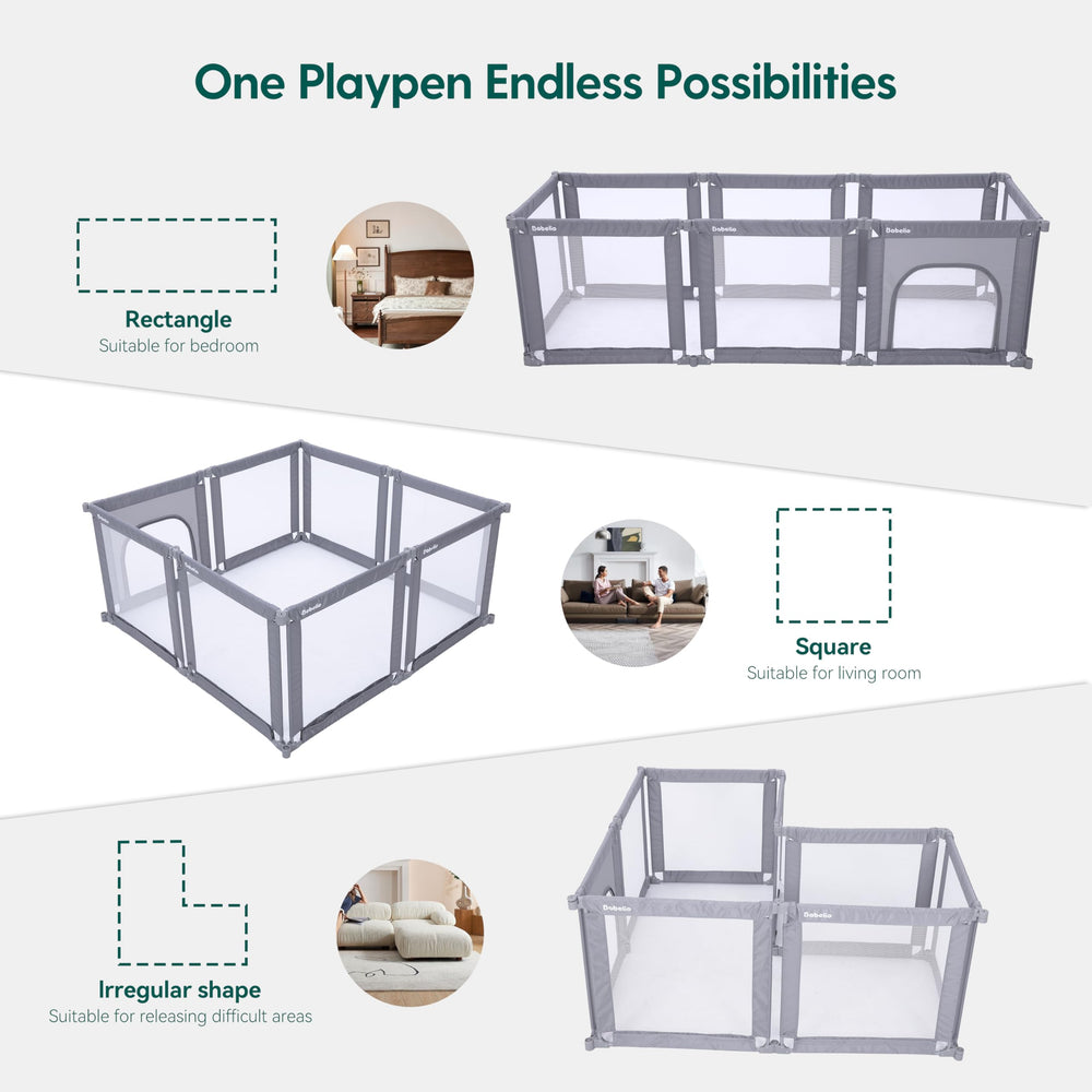 BABELIO foldable playpen zipper gate offers safe, convenient baby access.